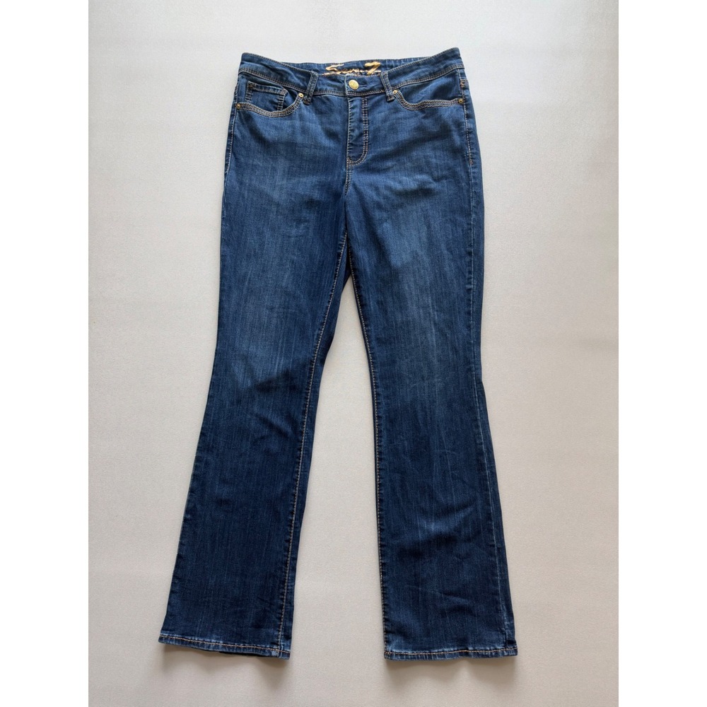 Seven7 Rocker Slim Boot Jeans Dark Wash Flap Pocket Denim Womens Size 10 - Picture 2 of 11